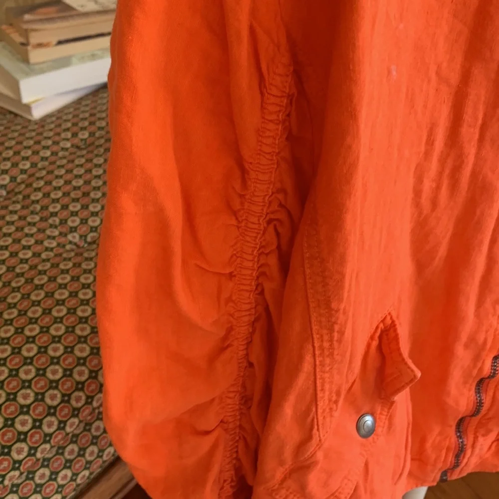 Free people linen blend‎ ruched orange bomber. Worn once - Picture 5 of 8